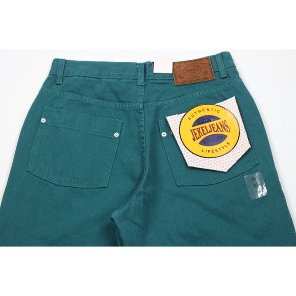 Deadstock Vtg 90s Streetwear Mens 32x33 Baggy Fit Skateboard Denim Jeans Green - Picture 10 of 14